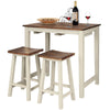 3 PCS Kitchen Dining Table Set Wood Counter Height Pub Table & 2 Saddle Stools