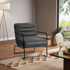 Distressed Faux Leather Armchair Vintage Grey Lounge Chair Sofa Iron Frame Seat