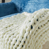 Large Soft Chunky Knit IvoryWhite Thick Blanket Handwoven Throw Sofa Bed Blanket