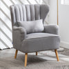 Recliner Armchair Push Back Recliner Chair with Footrest Pillow Wood Legs Grey