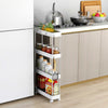 4-Tier Storage Trolley Slim Storage Shelf with Wheels Kitchen Bathroom White