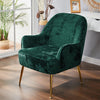 Crushed Velvet Upholstered Armchair Nordic Gold Metal Leg Sofa Chair Living Room