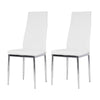 2x Faux Grid Leather Modern Kitchen Dining Chairs Cruved High Back Chrome Legs