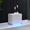 2 Drawers LED Light Bedside Table Side Nightstand Storage Organiser High Gloss