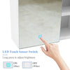 Wood Bathroom Cabinet LED Mirror Touch 5 shelf 1 Door Staorage Wall Mounted