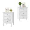 Bedside Table Nightstand of 3 Drawers Large End Table Bedroom Cabinet White