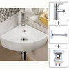 Small Corner Ceramic Cloakroom Basin Hand Wash Wall Mounted Bathroom Sink + Tap