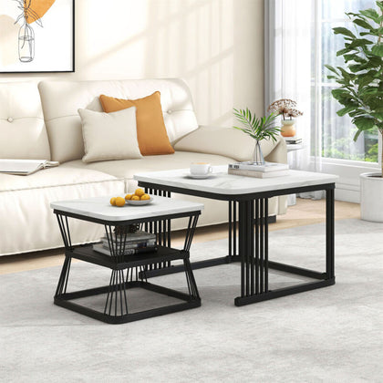 Nest of 2 Tables Square Coffee Table Coffee Table Set Nesting Sofa Table BT