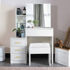 Dressing Table With 4 Drawers Mirror Stool Set Makeup Desk Vanity Table Bedroom