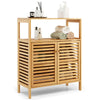 Bamboo Bathroom Storage Cabinet Freestanding Storage Organizer Double Doors