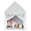Wood Frame Large Playhouse Kids Toddler Castle Play Tent W/ Washable Mattress