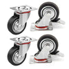 4x Heavy Duty 75mm Rubber Swivel Castor Wheels Trolley Furnitures Caster Black