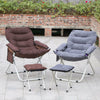 Folding Leisure Lazy Lounger with Footstool Set Outdoor Garden Padded Seat Chair