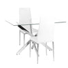 Dining Table and 2/4/6 Chairs Set Tempered Glass PVC Leather Rectangle White NEW