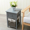 Bedside Table Unit Cabinet Wicker Basket Nightstand Drawer Storage Bathroom New