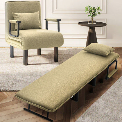 Folding Single Sofa Bed Futon Beds Recliner Armchair with Pillow Sleep Function