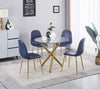 Round Clear Tempered Glass Dining Table Golden Chromed Legs Kitchen Dining Room