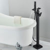 Black Waterfall Freestanding Bath Tub Mixer Taps Hand Shower Bathroom Taps Set