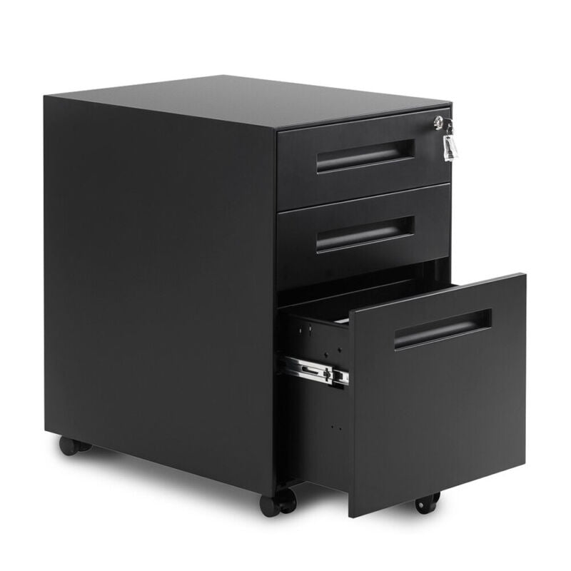 Back Unit For Filing 3 Drawer Lockable Under Desk Filing Cabinet Mobile Office Pedestal Sto ...