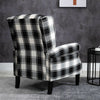 Black Check Recliner Armchair Wing Back Fireside Check Fabric Sofa Lounge Chair