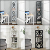 3/5Tier Wooden Corner Shelf Stand Bookshelf Home Storage Furniture Shelving Rack