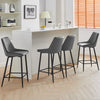 2x Velvet Grey Bar Stool Kitchen Counter Breakfast Chair Pub Restaurant Cafe