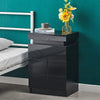 High Gloss LED Bedside Tables Cabinets 3 Drawers Nightstand Bedroom White Black