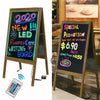 LED Double Side Sidewalk Pavement A Frame Wood Sandwich Board Dryerase Menu Sign