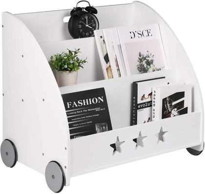 Children Kids Bookshelf Toy Shelf Storage Rack Organizer Bookcase with Wheels