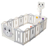 12+2 Panels Baby Playpen Foldable Kids Safety Activity Center & Basketball Hoop