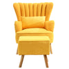 Yellow Scallop Shell Wing Back Armchair Single Sofa Chair With Footstool Suite