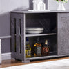 Modern Grey 2 Sliding Doors 2-Tier Shelves Sideboard Storage Cabinet Kitchen