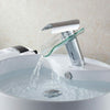 Waterfall Tall Glass Bathroom Basin Sink Mixer Taps Cloakroom Hand Wash Faucet