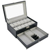 12 Grids Leather Watch Box Case Jewelry Collection Storage Holder Glass Display