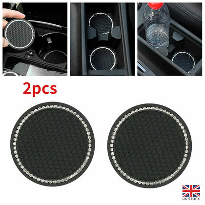 2PCS Universal Car Bling Cup Holder Insert Mat Coaster Interior Accessories UK