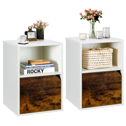Bedside Table Set of 2 Wooden Nightstand Sofa Side Table Storage Cabinet Unit