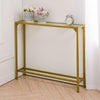 2-Tier Console Table Glass Hall Desk Side End Table W/ Bottom Shelf Gold Frame
