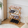 4 Tiers Bamboo Shoe Rack Folding Durable Shoe Shelf Organizer Free Standing