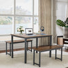 3 PCS Dining Table Set Dining Table & 2 Benches 2-4 Persons W/ Anti-Rust Frame