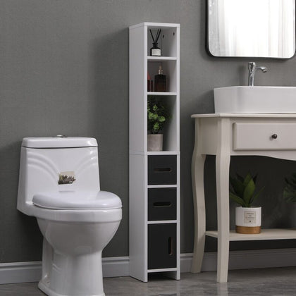 120cm Tall Corner Cabinet with 3-Tier Shelves & 3 Doors Storage Living Room Slim