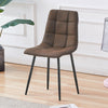Pair of Brown Faux Leather Dining Chairs Kitchen Padded Soft Seat Metal Leg