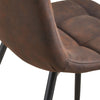 2X Brown Faux Leather Dining Chairs Padded Soft Seat Metal Leg Kitchen Office