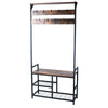 Industrial Metal Coat Rack Shoe Bench Storage Shelves Hooks For Home Living Room