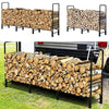 8/12FT Firewood Log Rack Tubular Basket Fireplace Burner Patio Rack Holder Stand