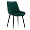2x Dining Chairs Set Velvet Upholstered Stripe Back Dining Room Reception Chair