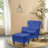 Modern Upholstered Velvet Armchair Matching Footstool Sofa Chair With Wood Legs