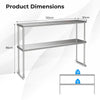 122cm Kitchen Overshelf Stainless Steel Prep Work Table w/ Adjustable shelf