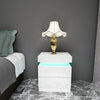 High Gloss Front Chest of 2 Drawers Bedside Table Cabinets LED Light Nightstand