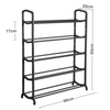 5 Tier Matte Black Shoe Rack Hallway and Cloakroom Sturdy Design Space Saving