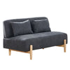 Grey Linen Fabric Sofa Couch 2 Seater Wood legs Living Room Modern with Cushion
